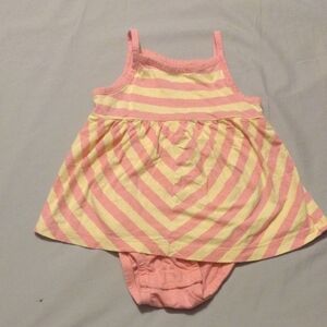 Carter's Pink and Yellow Striped Diaper Cover Dress